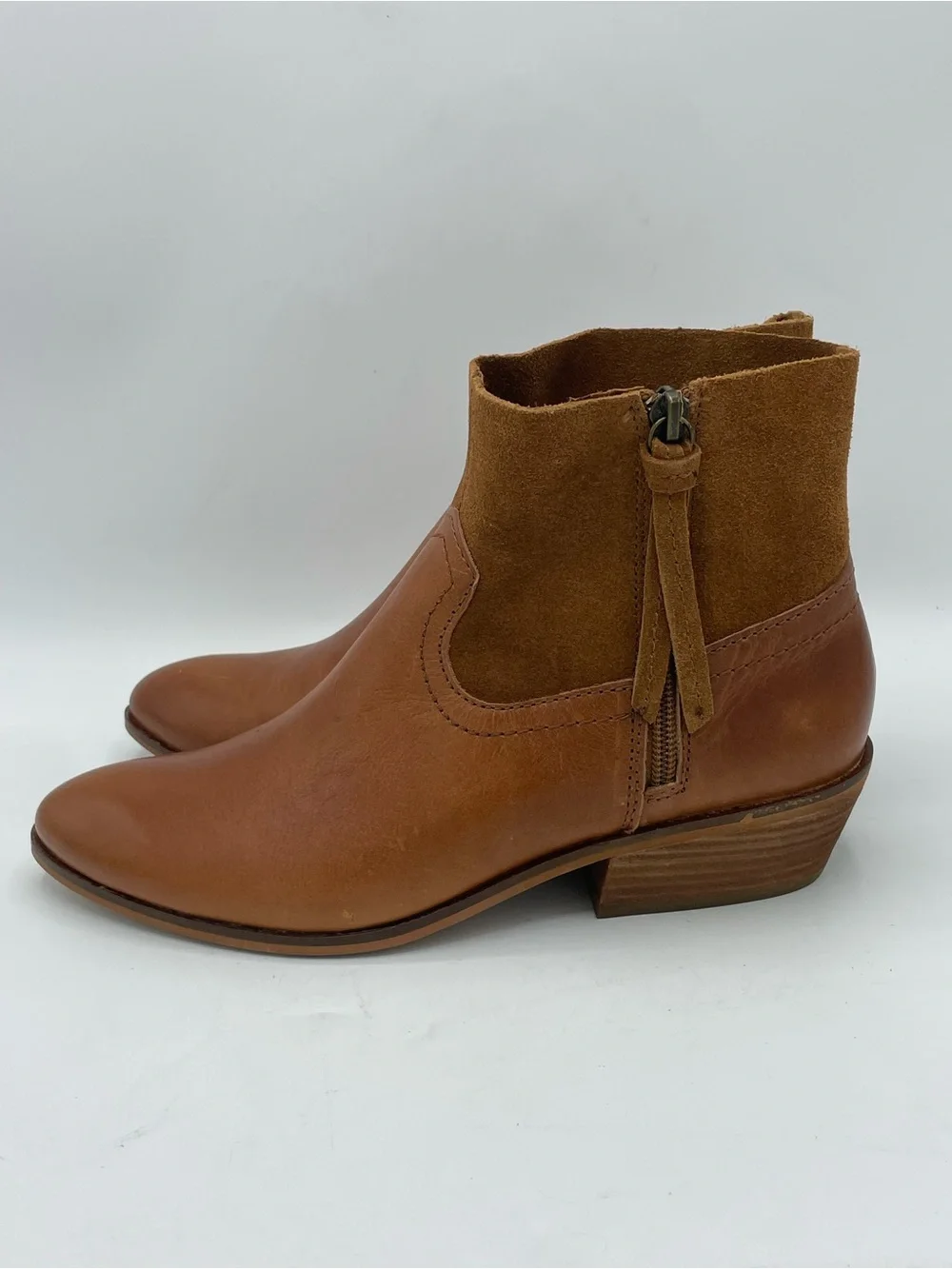 Frye & Co. “Rubie” Leather Suede Leather Ankle Boots